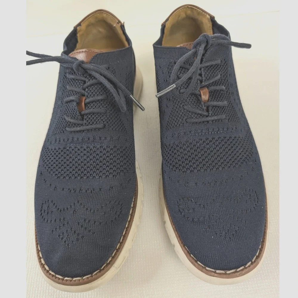 Nautica Wrenwood 3 Knit Oxford‎ Shoe Mens 10 Blue Lace Up Business Casual Preppy